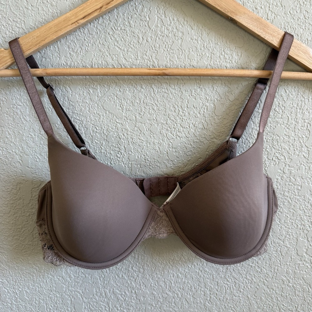 Ellen Tracy 36C T-Shirt Bra Style #59392P2 Lace Latte Brown